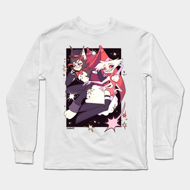 Huskerdust Firework Hazbin Hotel Husk and Angel Dust fanart By Anshiehoop Long Sleeve T-Shirt by Anshie Hoop Shop